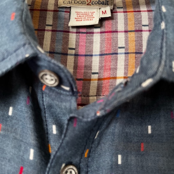 Carbon 2 Cobalt men’s cotton long sleeve button up shirt - Picture 2 of 4